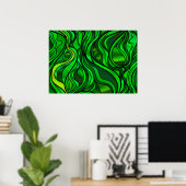 Groen Glas in lood Abstract Poster (Thuiskantoor)