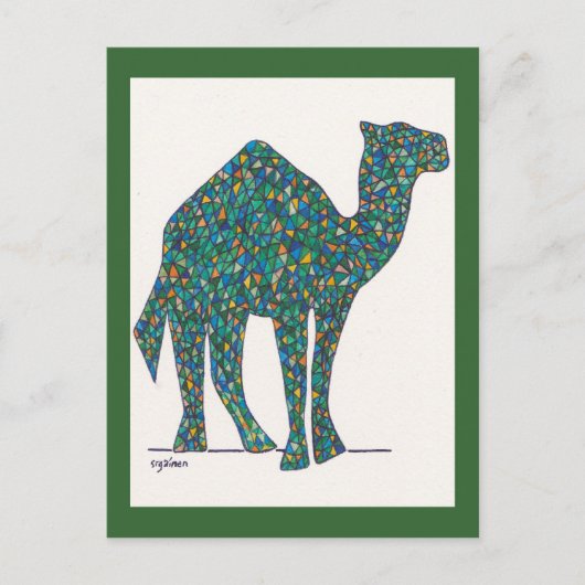 Groen Glas in lood Camel Post Card Briefkaart (Voorkant)