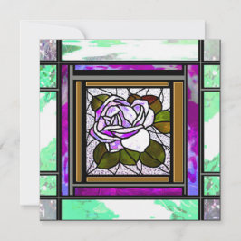 Groen Glas in lood Roze Deco Roos Kaart