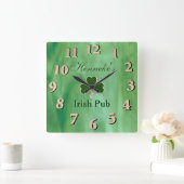 Groen Glas in lood Vierkante Klok (Huis)