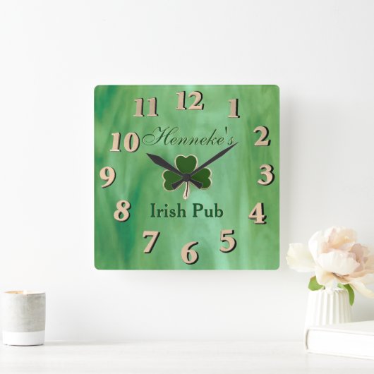 Groen Glas in lood Vierkante Klok (Huis)