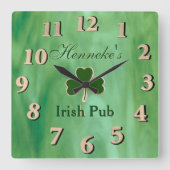 Groen Glas in lood Vierkante Klok (Voorkant)