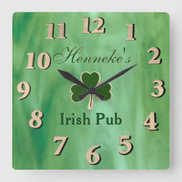 Groen Glas in lood Vierkante Klok