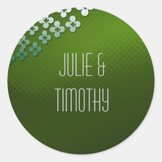 Groen glas met bloemen ronde sticker (Voorkant)
