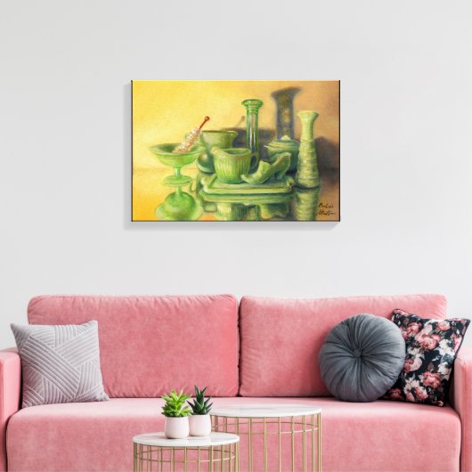 "Groen glaswerk" Canvas Afdruk (Insitu (Woonkamer))