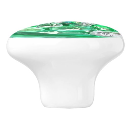 Groen glazen kristallen bubbeleffect keramische knop (Zijkant)