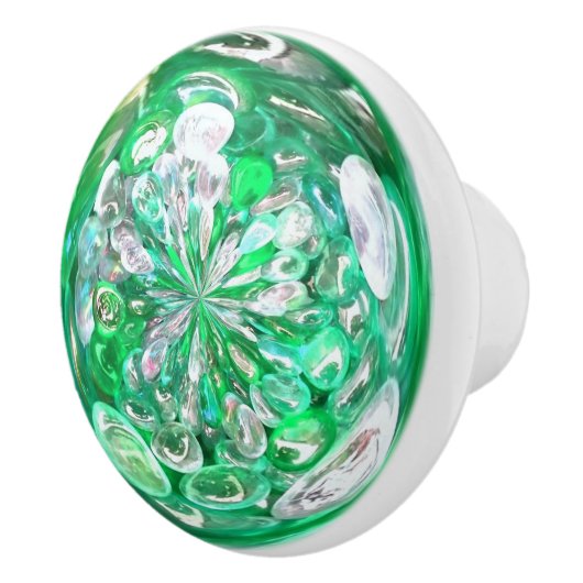 Groen glazen kristallen bubbeleffect keramische knop (Rechts)