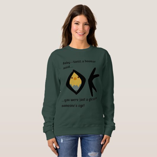 Groen 'Gleam in Eye' Basis Sweatshirt Boomeranged (Voorkant volledig)