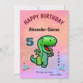Groen glimlachend kind Dinosaur Birthday personali (Voorkant)
