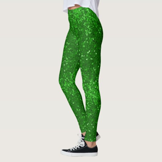 Groen glinsterend glitterpatroon leggings (Links)