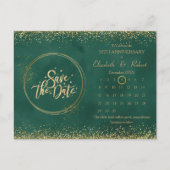 Groen & Glitter 50e Jubileum De Datumkalender Aankondigingskaart (Voorkant)