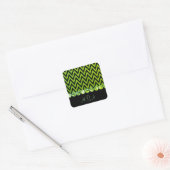 Groen Glitter Bling Glam Chevron Monogram Vierkante Sticker (Envelop)