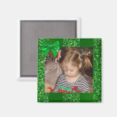 Groen Glitter Bow - Aangepast kerstmagneet Magneet (Voorkant / Achterkant)