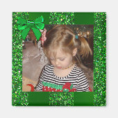 Groen Glitter Bow - Aangepast kerstmagneet Magneet (Voorkant)