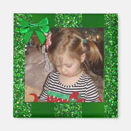 Groen Glitter Bow - Aangepast kerstmagneet Magneet