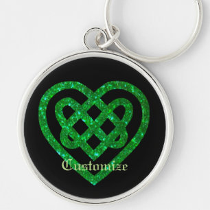 Groen Glitter Celtic Heart Knot Sleutelhanger