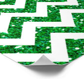 Groen Glitter Chevron Patroon Poster (Hoek)