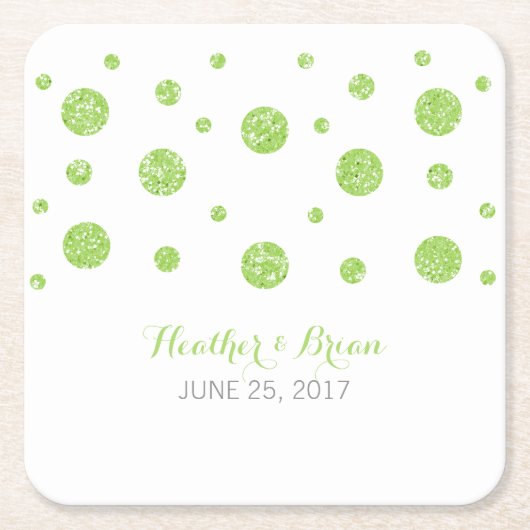 Groen glitter Confetti Paper Onderzetters (Voorkant)