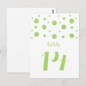 Groen Glitter Confetti Table Number Briefkaart (Voorkant / Achterkant)