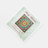 Groen Glitter Effect Glas in lood Bloemen Mandala Servet (Hoek)