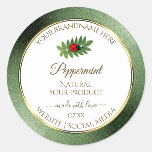 Groen Glitter Gold en wit etiket op product Ladybu