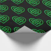 Groen glitter Keltic Heart Knot Pattern Paper Cadeaupapier (Hoek)
