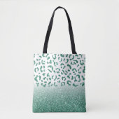 Groen Glitter Luipaard Patroon Tote Bag (Voorkant)