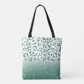 Groen Glitter Luipaard Patroon Tote Bag (Achterkant)