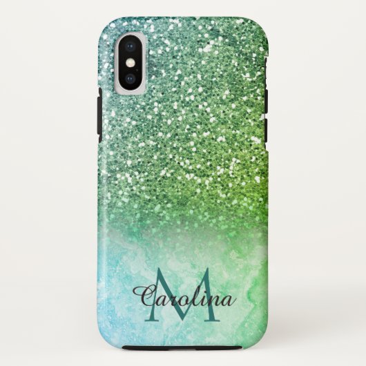 Groen glitter, marmer, persoonlijk Case-Mate iPhone case (Achterkant)