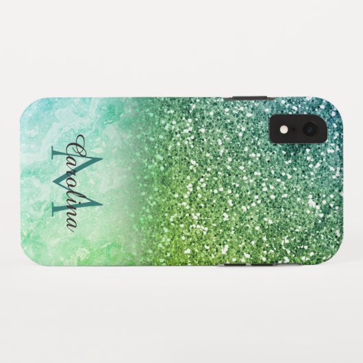 Groen glitter, marmer, persoonlijk Case-Mate iPhone case (Achterkant (horizontaal))