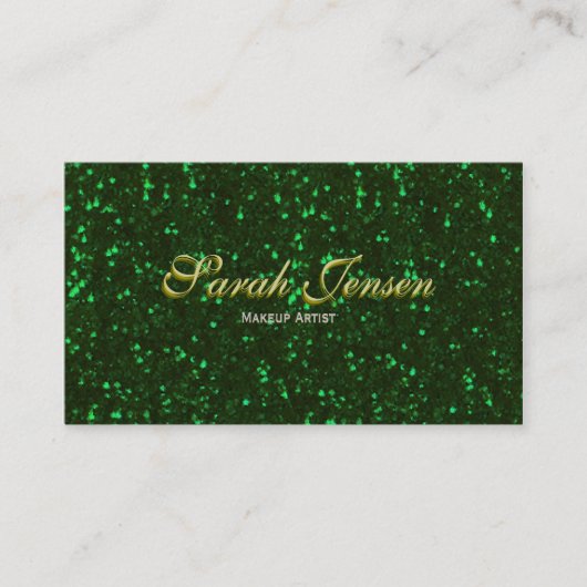 Groen glitter met Gold Lettering Visitekaartje (Voorkant)