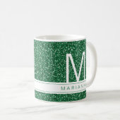 Groen Glitter Monogram Aangepaste Initiaal Naam Koffiemok (Voorkant rechts)