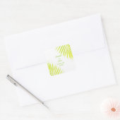 Groen glitter Palm Leaf White Tropical Wedding Vierkante Sticker (Envelop)
