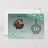 Groen Glitter Paris Geur Studio Sweet 16 Save The Date (Voorkant)