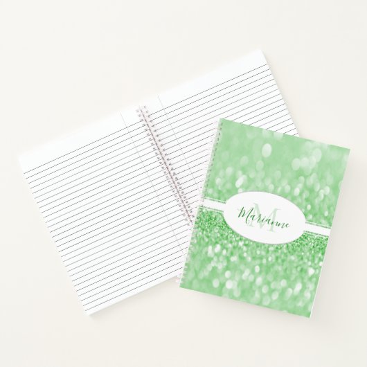 Groen glitter personaliseer Notitieboek (Binnen)
