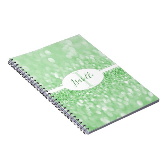 Groen glitter personaliseer Notitieboek (Rechterzijde)