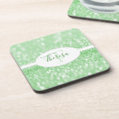 Groen glitter Personaliseert plastic Onderzetter (Linkerzijde)