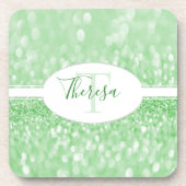 Groen glitter Personaliseert plastic Onderzetter (Voorkant)