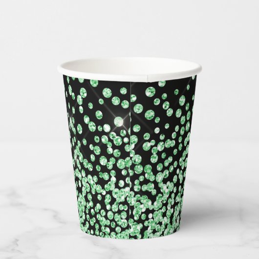 Groen glitter print faux glanzend confetti sprinkl papieren bekers (Rechts)