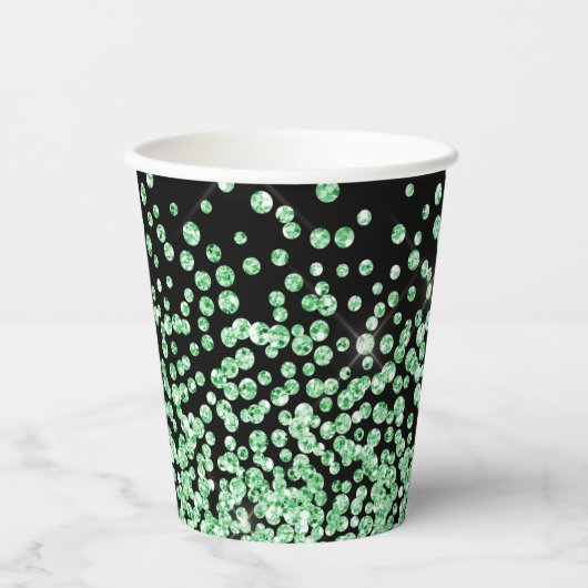 Groen glitter print faux glanzend confetti sprinkl papieren bekers (Voorkant)