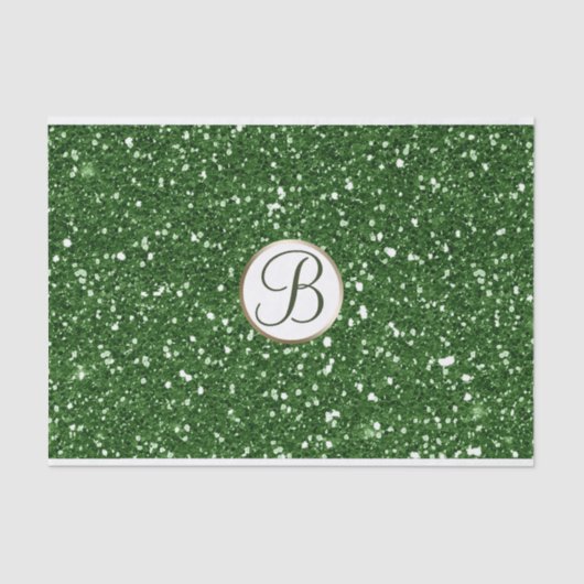 Groen glitter Sparkle Glam Monogram Initiaal Aange Tissuepapier (Voorkant)