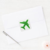 Groen glitter vliegtuig rond sticker labels (Envelop)