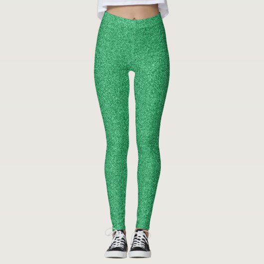 Groen glittereffect leggings (Voorkant)