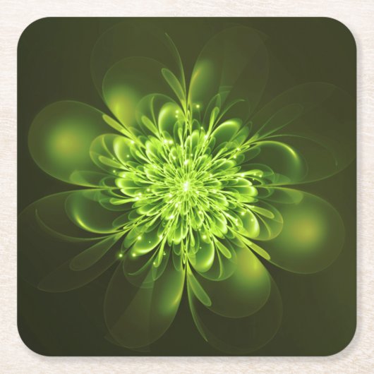 Groen gloeiend gloeiend kartonnen onderzetters (Voorkant)