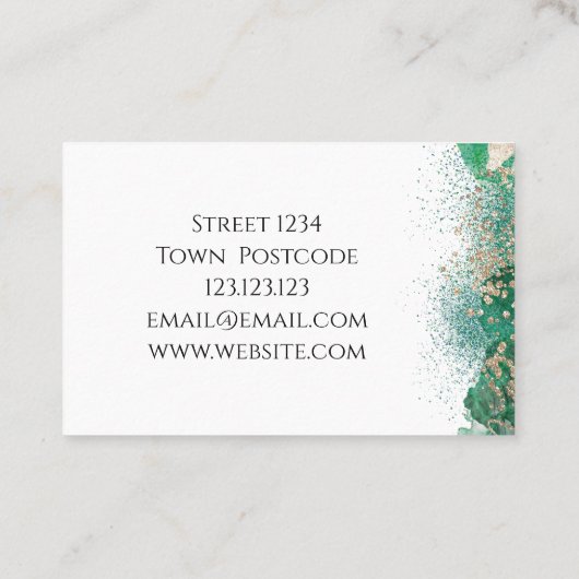 Groen Gold Abstract - Aangepast modern Visitekaartje (Achterkant)