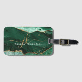 Groen Gold Agate Geode Script Initiaal Monogram Bagagelabel (Voorkant (horizontaal))