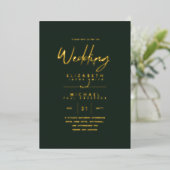 Groen Gold Foil Script Elegant Modern Wedding Folie Uitnodiging (Staand Voorkant)
