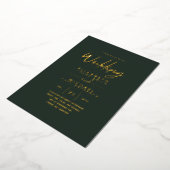 Groen Gold Foil Script Elegant Modern Wedding Folie Uitnodiging (Gedraaid)
