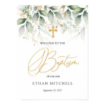 Groen Gold Foliage Cross Welcome Baptisme