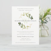 GROEN GOLD FOLIAGE WREATH GRAND OPENEN INVITE BEDANKKAART (Staand voorkant)